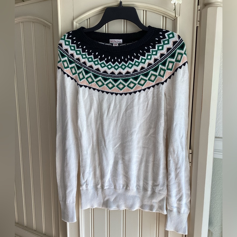 White Long Sleeve with Shoulder Pattern